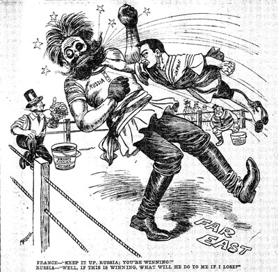 Cartoon from the Brooklyn Eagle on the Russo-Japanese War from 1904