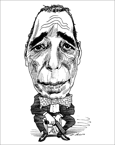 David Levine 1972 caricature of Humphrey Bogart