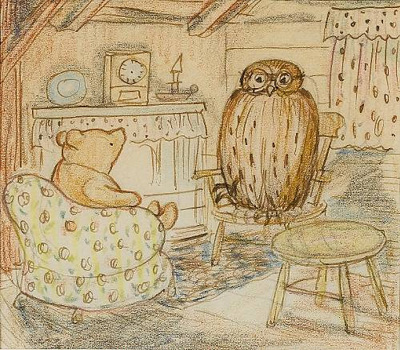 Pooh visiting in Owl's parlour