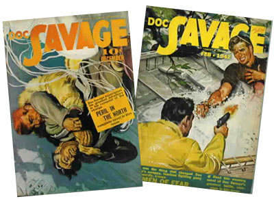 The December 1941 and the February 1942 issues of Doc Savage.