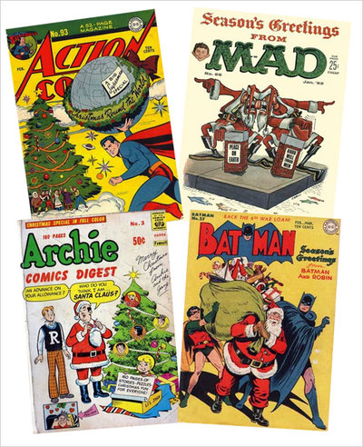 Christmas Comic Books: Action Comics #93: Published in February of 1946 as Superman reunites refugees with their families all over the world, he witnesses many different ways of celebrating Christmas. Mad Magazine #68: A rare jem from January 1962 featuring two Santas arguing on the cover. Archie Comics Digest #3: Published for the Christmas season back in 1973. Batman #27: This February 1945 issue Penguin trains the son of one of his criminal friends in the fine points of crime. The boy doesn't want to be a criminal and fails. Penguin then orders the boy to study his crime files, which the boy uses to write a book. Penguin decides to sell the book to the underworld, but sadly no publisher will take it!