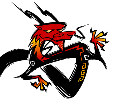 Dragon concept art for the online version of Feilong: The China Game, illustrated by Gwen Singley, art directed by Michael Pinto, and produced by Very Memorable Design.