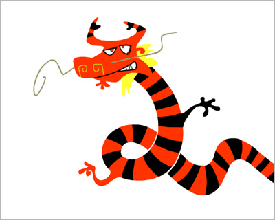 Dragon concept art for the online version of Feilong: The China Game, illustrated by Gwen Singley, art directed by Michael Pinto, and produced by Very Memorable Design.