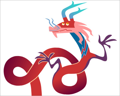 Dragon concept art for the online version of Feilong: The China Game, illustrated by Gwen Singley, art directed by Michael Pinto, and produced by Very Memorable Design.