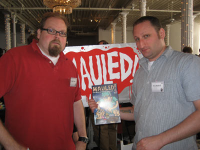 The table of Manual Comics at MoCCA 2007, I'm not sure who the guy is on the left (my journalism skills are pretty lacking these days - sorry!) but the fellow on the right is illustrator Brian Musikoff (aka B  Musikoff). 