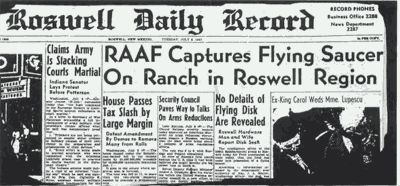 roswell daily record 1947 Sixty Years of UFOs