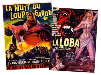 Posters from La Nuit do Loup Garou (Curse of the Werewolf) and La Loba