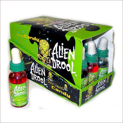 Alien Drool: Extreme sour liquid goo candy in a drippy dropper! This is a green sour liquid candy that is squeezed out of eye droppers. Each dropper is 1 oz. 
