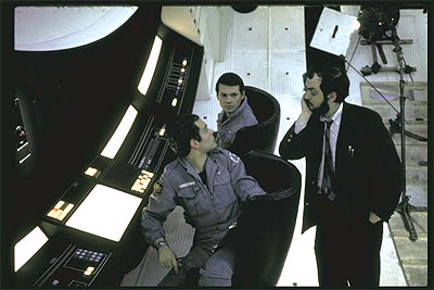 2001: A Space Odyssey - (L-R) Actors Keir Dullea & Gary Lockwood listening to director Stanley Kubrick on set of motion picture 2001: A Space Odyssey. 1968 photo by Dmitri Kessel