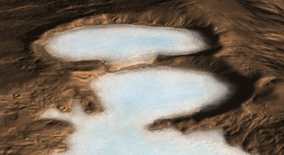 Artist concept of glacier on Mars. Image credit: NASA/JPL