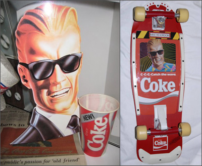 Max Headroom Coke Collectables: A point-of-purchase display and a skateboard! 