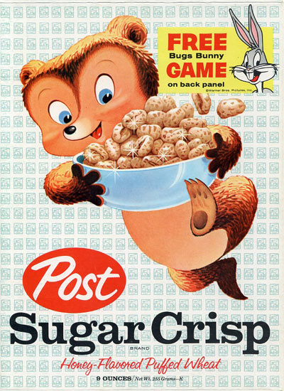 Sugar Crisp cereal box from 1962