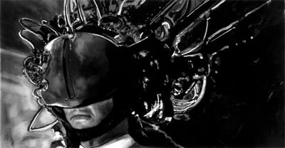 Study For Johnny Mnemonic - Johnny in Download Helmet, Robert Longo 1993 