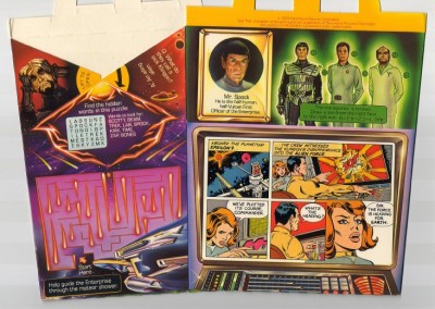 Star Trek McDonalds Happy Meal comic strips: 1979 Box features: Spock, Federation The crew of Station Epsilon 9 witness the destruction of Klingon ships by a cloud headed for Earth