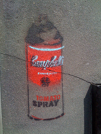 Tomato Soup street art tribute to Warhol