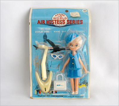 Air Hostess vintage toy: I love this little gal, but I would want to de-box her and the packaging is too cool to mess with. PASS! 