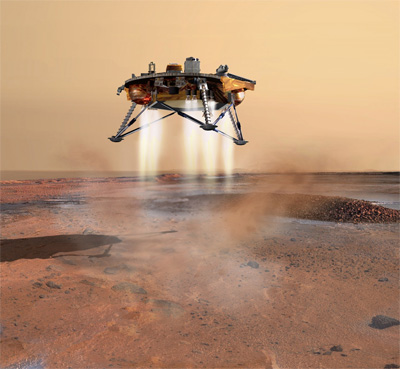 Illustration of the Mars lander by Corby Waste.