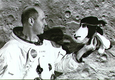 Astronaut Thomas Stafford and Snoopy