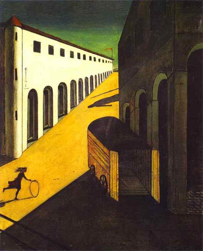 Giorgio de Chirico. Mystery and Melancholy of a Street. 1914. Oil on canvas. 88 x 72 cm. Giorgio de Chirico. Mystery and Melancholy of a Street. 1914. Oil on canvas. 88 x 72 cm.