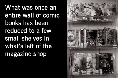 What was once a wall of comic books had been reduced to a few small shelves