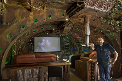 Dean Johnstone in the submarine-themed entertainment room he built for Wayne Eyre.