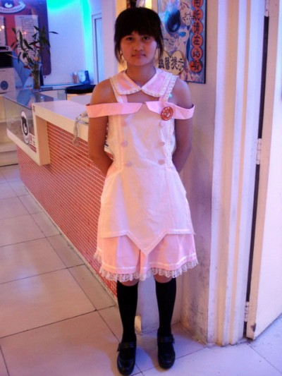 A cosplay attired maid from Coffee Prides Motion, the first Maid Cafe in China