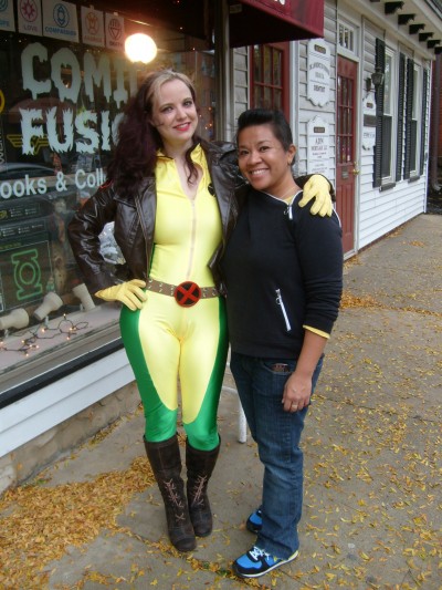 Amber Love as Rogue with volunteer Sharon Sebatian