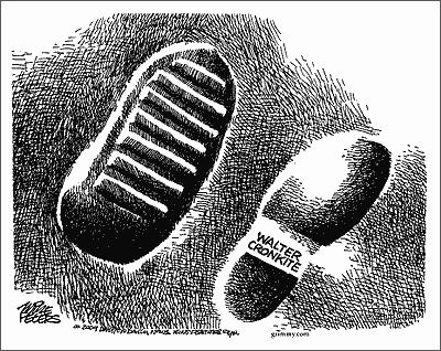 Walter Cronkite farewell cartoon by Mike Peters Walter Cronkite farewell cartoon by Mike Peters