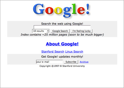 Original Google prototype from November 1998