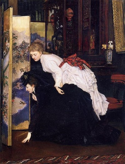 A painting by James Tissot showing French fangurls from 1869 checking out the latest from Japan.