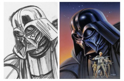 Ralph McQuarrie Darth Vader Concept from Sketch to Painting