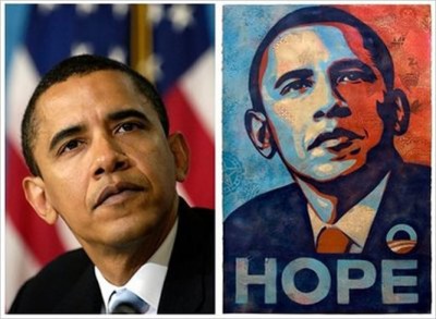 Shepard Fairey may have copied the Associated Press photo, but at least he made it into his own style.