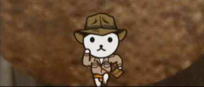 OHK the mascot for the Okayama Broadcasting Co. in an Indiana Jones promo