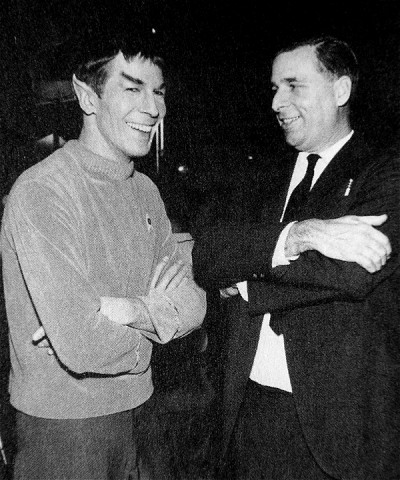 Leonard Nimoy shares a laugh with Gene Roddenberry
