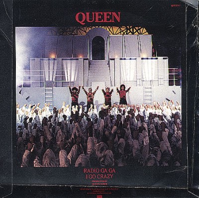 Queen: Record sleeve for Radio Ga Ga the music video of which incorporated a great deal of footage from Metropolis