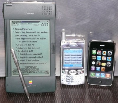 An Apple Newton, Treo and an iPhone