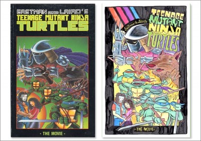 Original cover by Kevin Eaastman, Mirage 1990. Sam Spina's cover on the right.