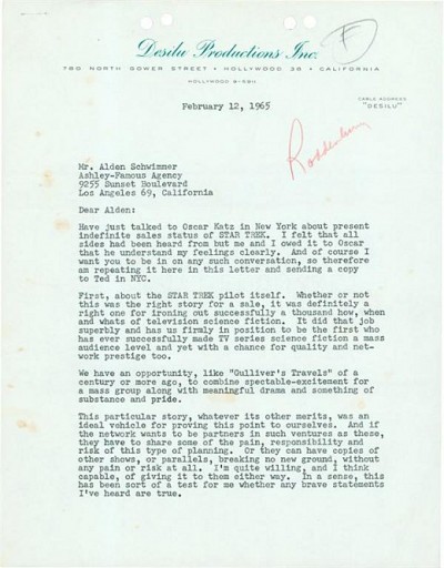 Roddenbury's letter