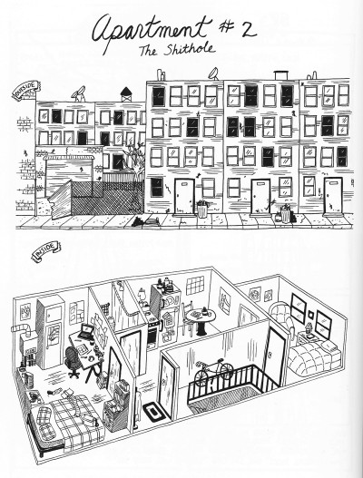 Drinking at the Movies by Julia Wertz - a wonderful illustration of a typical brooklyn hipster apartment
