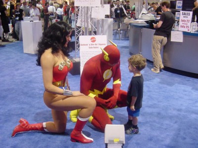 Flash and Wonder Woman help lost boy