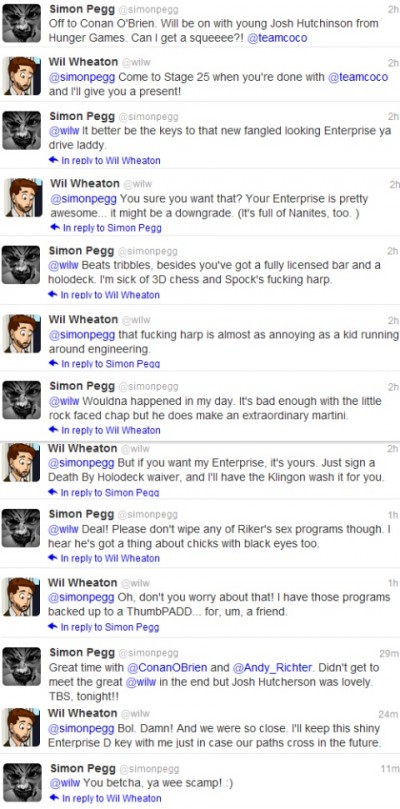 Wil Wheaton & Simon Pegg Tweets Wil Wheaton & Simon Pegg Tweets