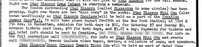 Fanzine mentioning the Star Blazers Mini Con in NYC held in August 1982