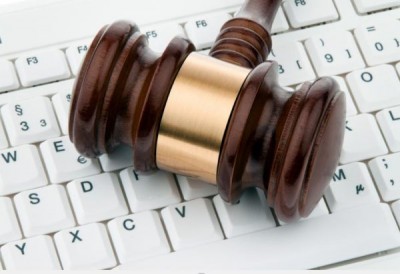 Gavel on keyboard